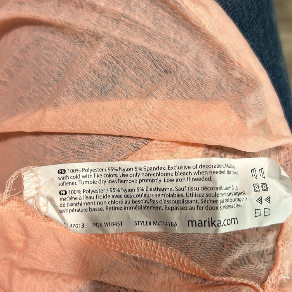 Marika Women’s Peach Sheer Front Mesh Back Racerback Athletic‎ Tank Top Medium - Picture 8 of 8
